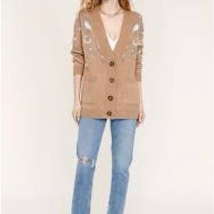 Heartloom Camel Embroidered Cardigan